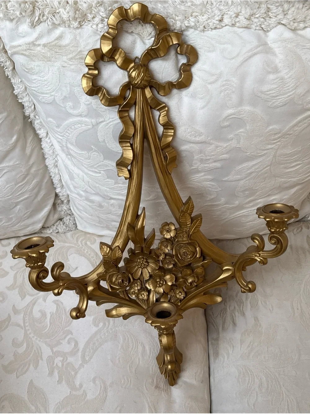 Ornate Gold Floral Wall Sconce - Decorative Home Wall Decor